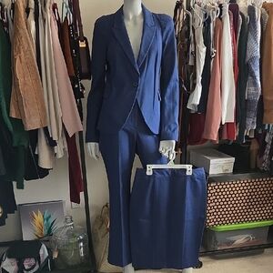 Rare Body By Victoria Secret Fitted 3 Piece Suit In Jean Blue Blazer Pants Skirt